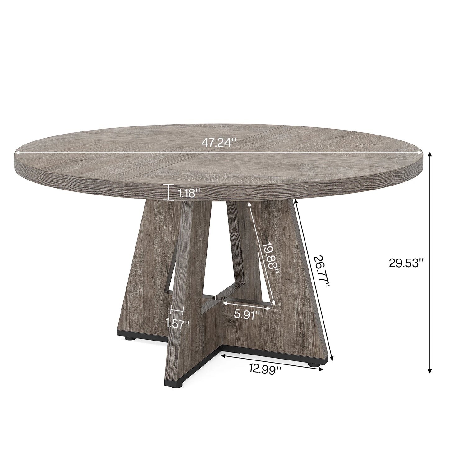 Tribesigns Round Dining Table for 4, 47 Inch Farmhouse Small Dinner Table Kitchen for Dining Room