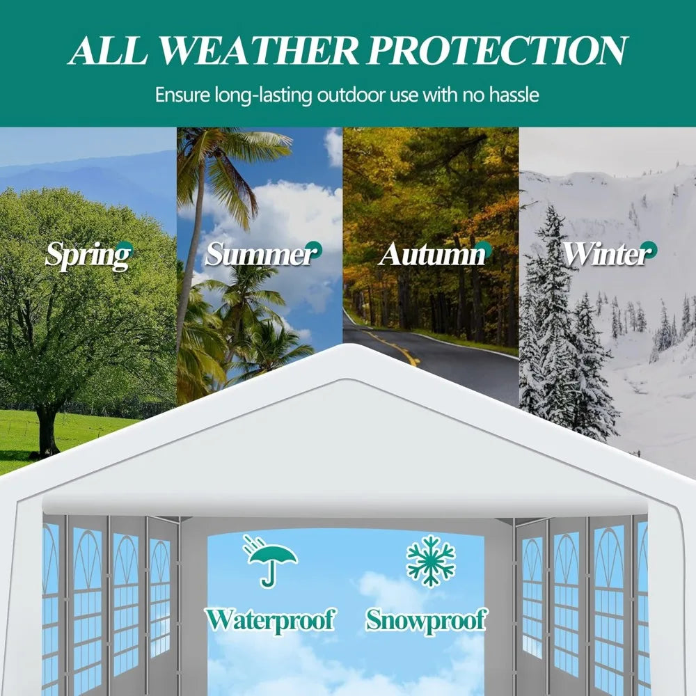 20' x 20' Canopy Party Tent & Carport - Heavy Duty Outdoor Wedding Gazebo w/4 Sand Bags, Shelter