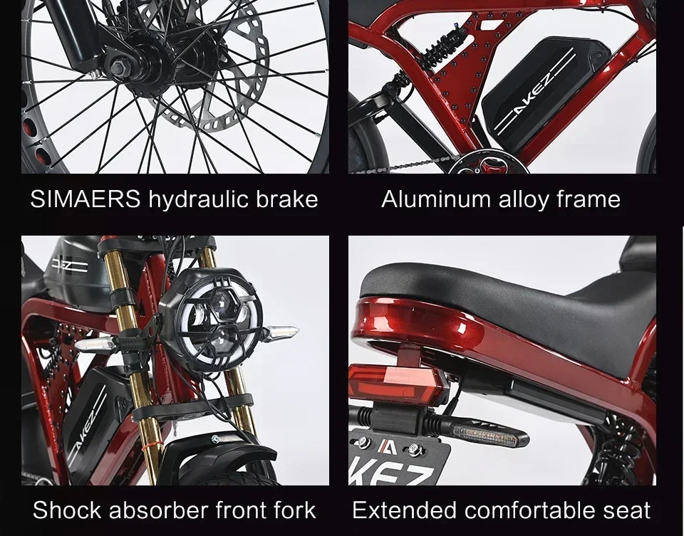 Ebike AKEZ King Kong1500W 48V 41AH dual battery, 20-inch fat tires, hydraulic oil brakes