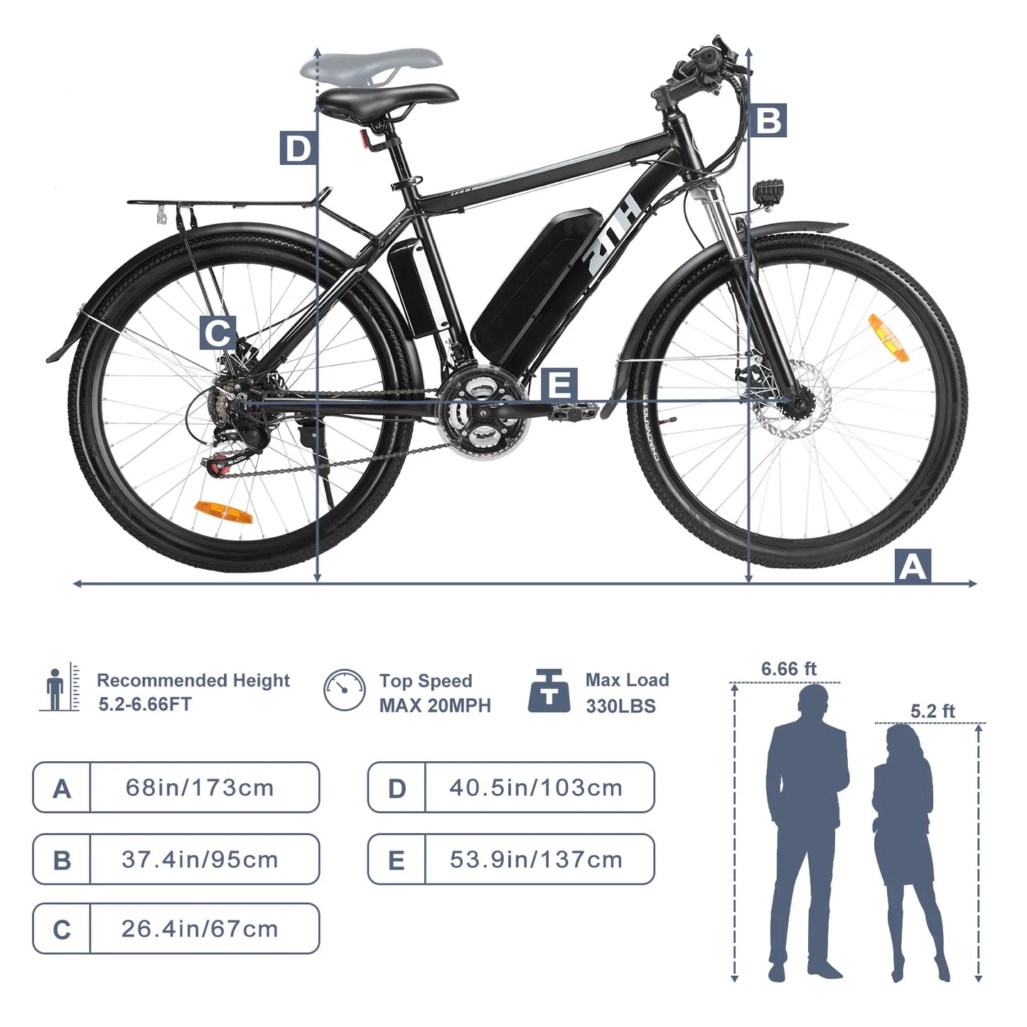 1000W Peak 48V Electric Bike, 26" Mountain Bike with Removable Battery,Up to 50Miles Range 20 MPH