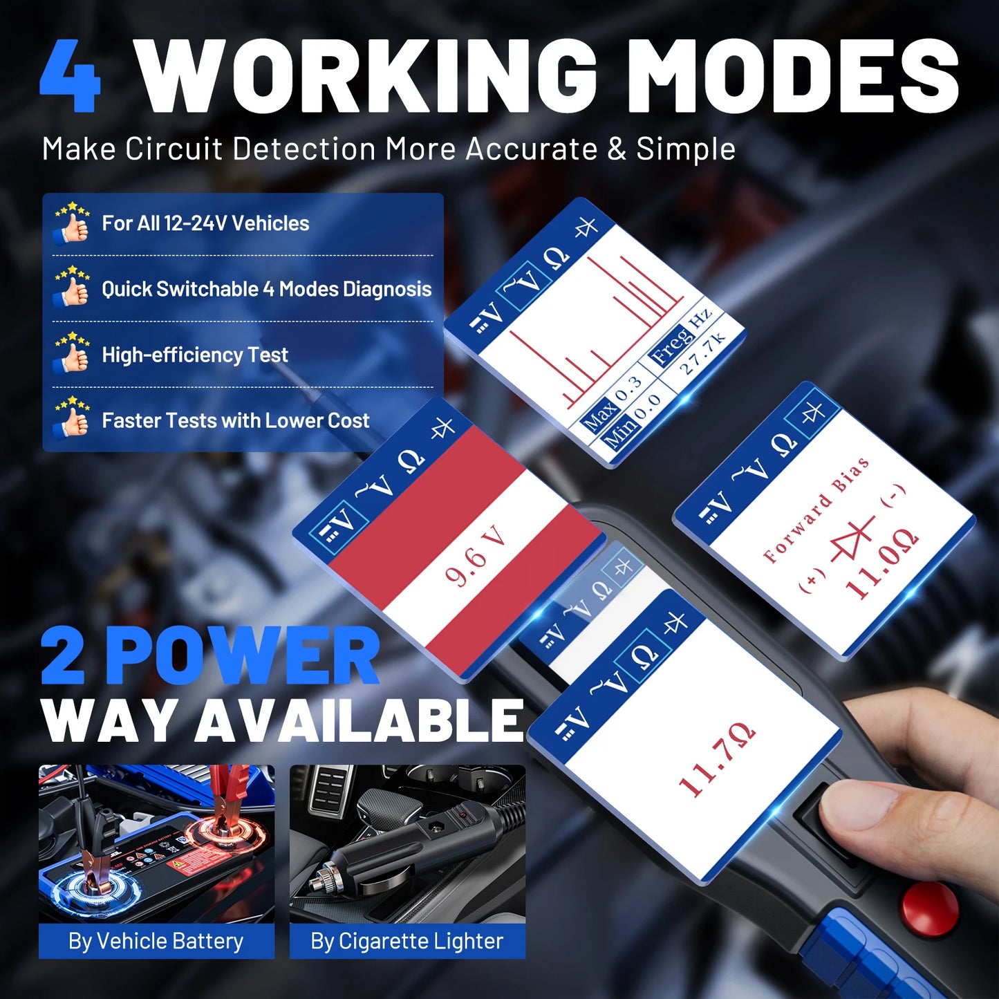 VDIAGTOOL V200 Car Electric Circuit Tester 6V-30V Power Probe Kit Electrical System Tester LCD