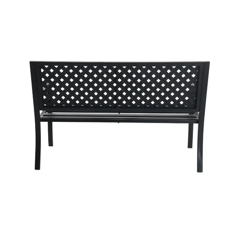 OEING Classic Metal Outdoor Garden Durable Steel Bench - Black