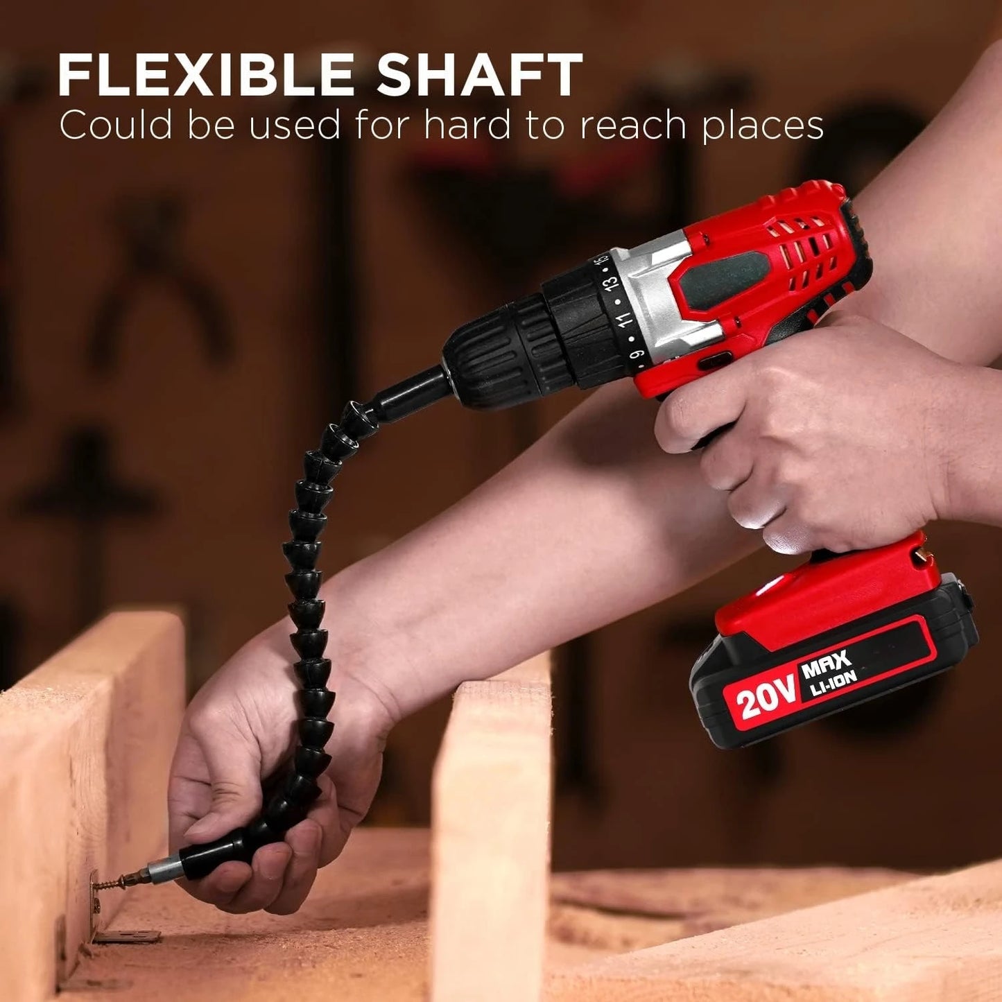 20V MAX Lithium ion Cordless Drill Set, Power Drill Kit w/Battery & Charger, 3/8-Inch Keyless Chuck