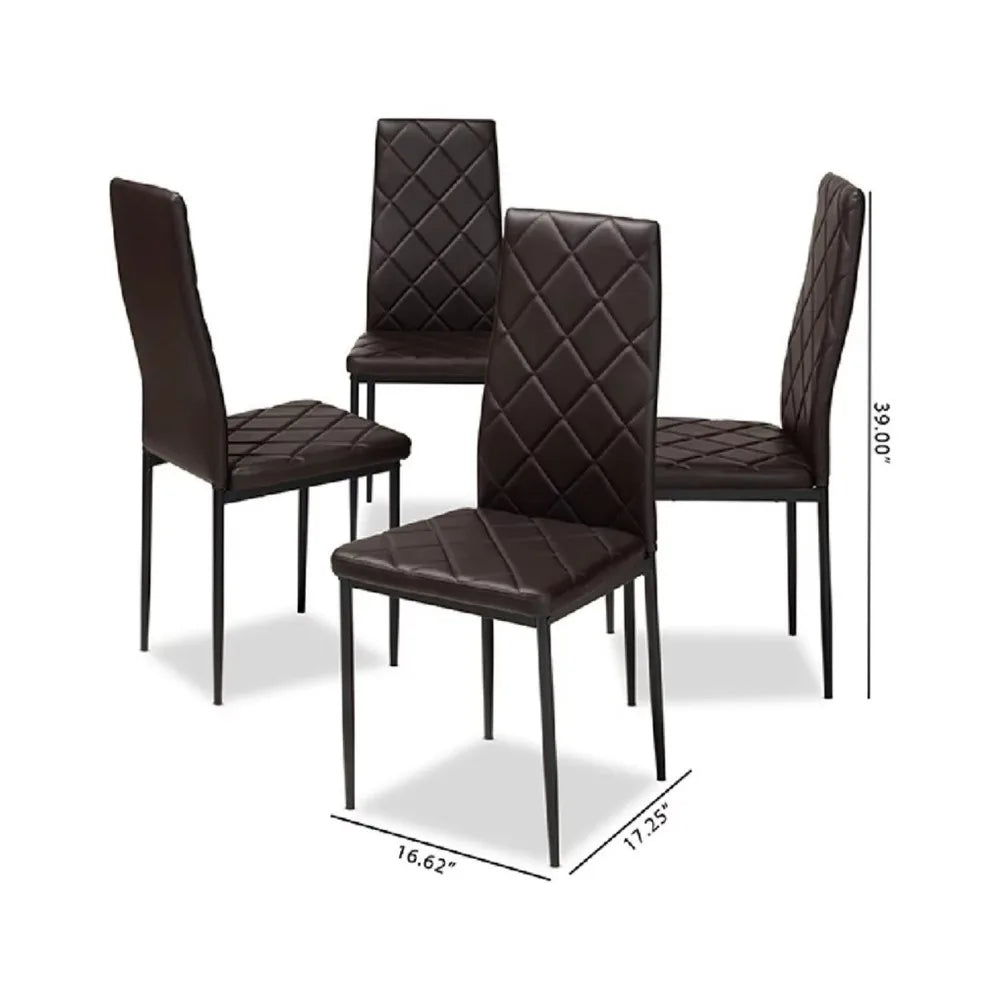 Faux Leather Upholstered Dining Chair (Set of 4), With Backrest, Ideal for use in Dining