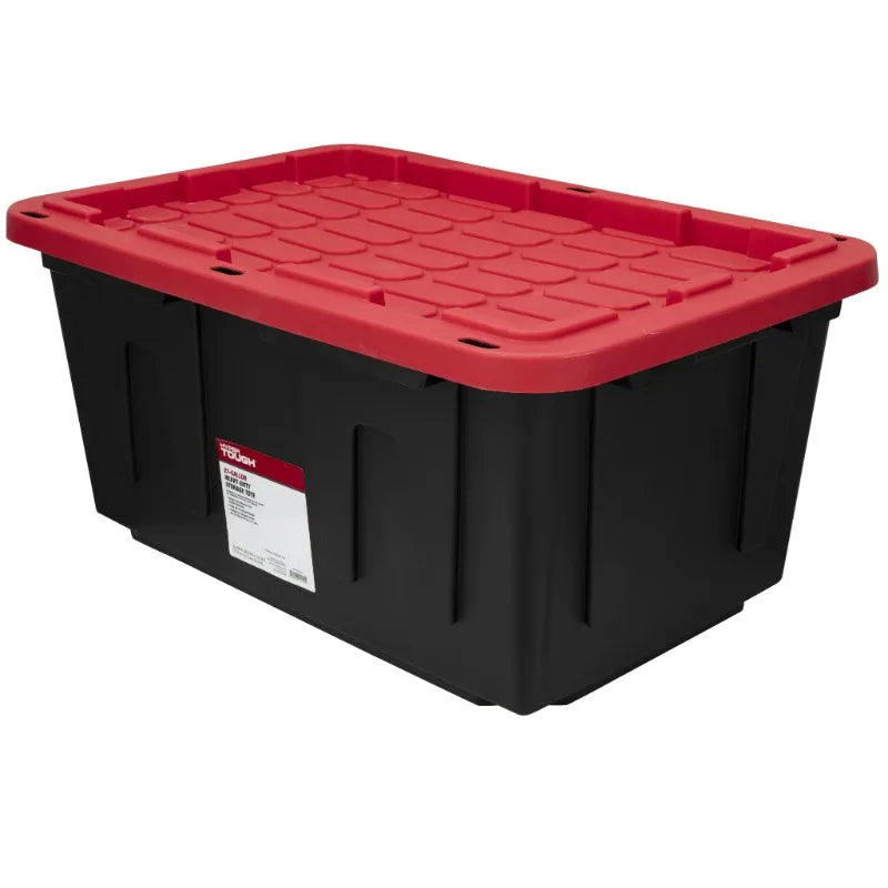 (6 pack) Hyper Tough Large Storage Bin, 27 Gallon Plastic Storage Container with Snap-On Lid