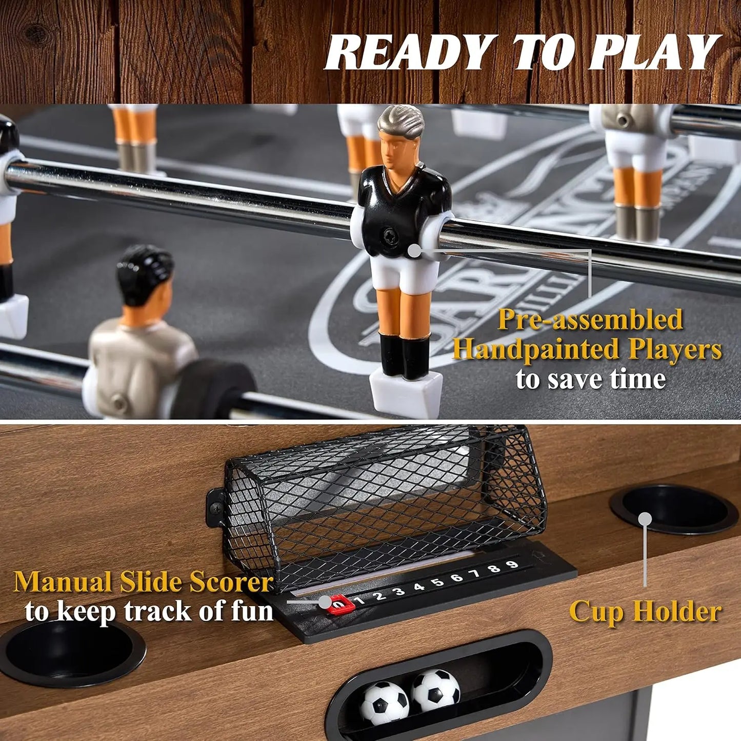 3-in-1 Combination Game Table 54”, Foosball, Air-Powered Hockey and Table Tennis