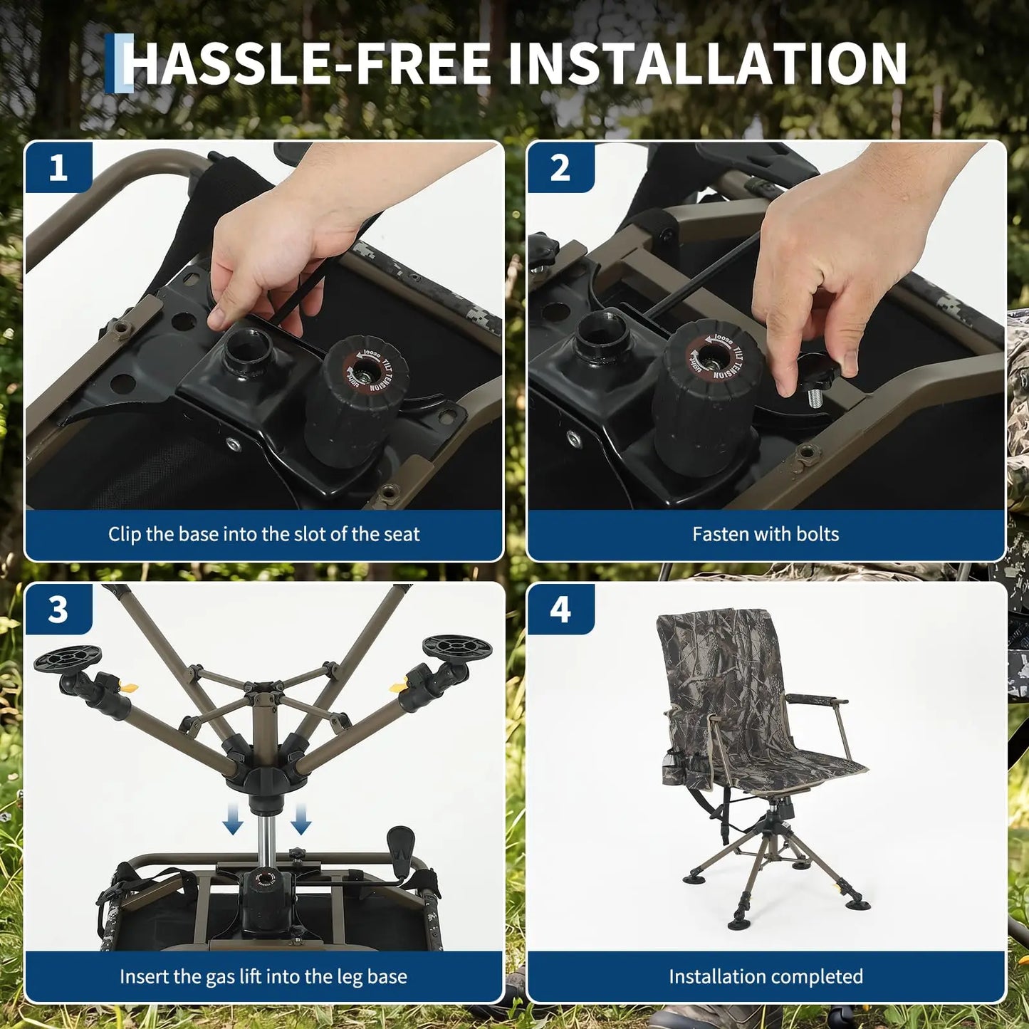 Portable Camouflage Hunting Chair, Folding Lightweight Outdoor Camping Stool/Stainless Steel Frame