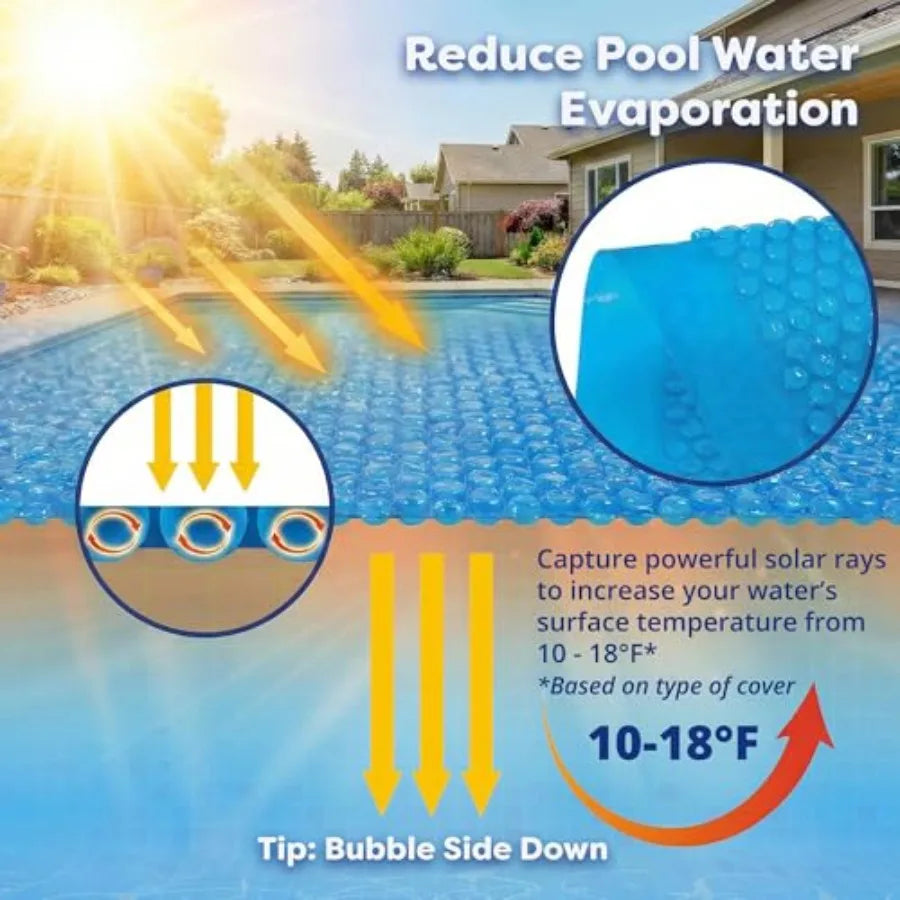 Solar POOL COVER ONLY for above ground and inground pools, 12 mil thick blue oval PVC, UV-resistant