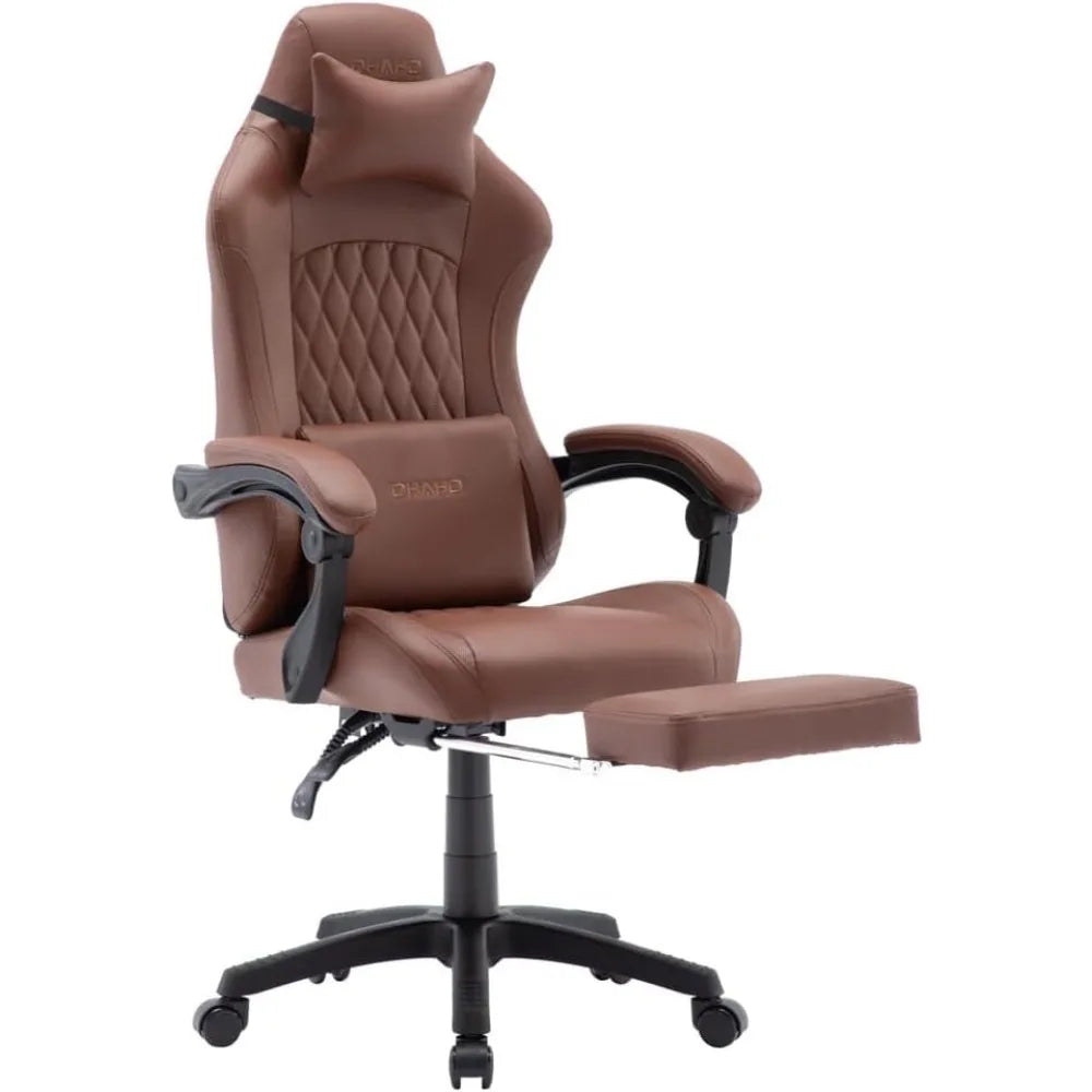 OHAHO Gaming Chair Computer Chair w/ Footrest & Lumbar Support, Height Adjustable Game Chair w/360°