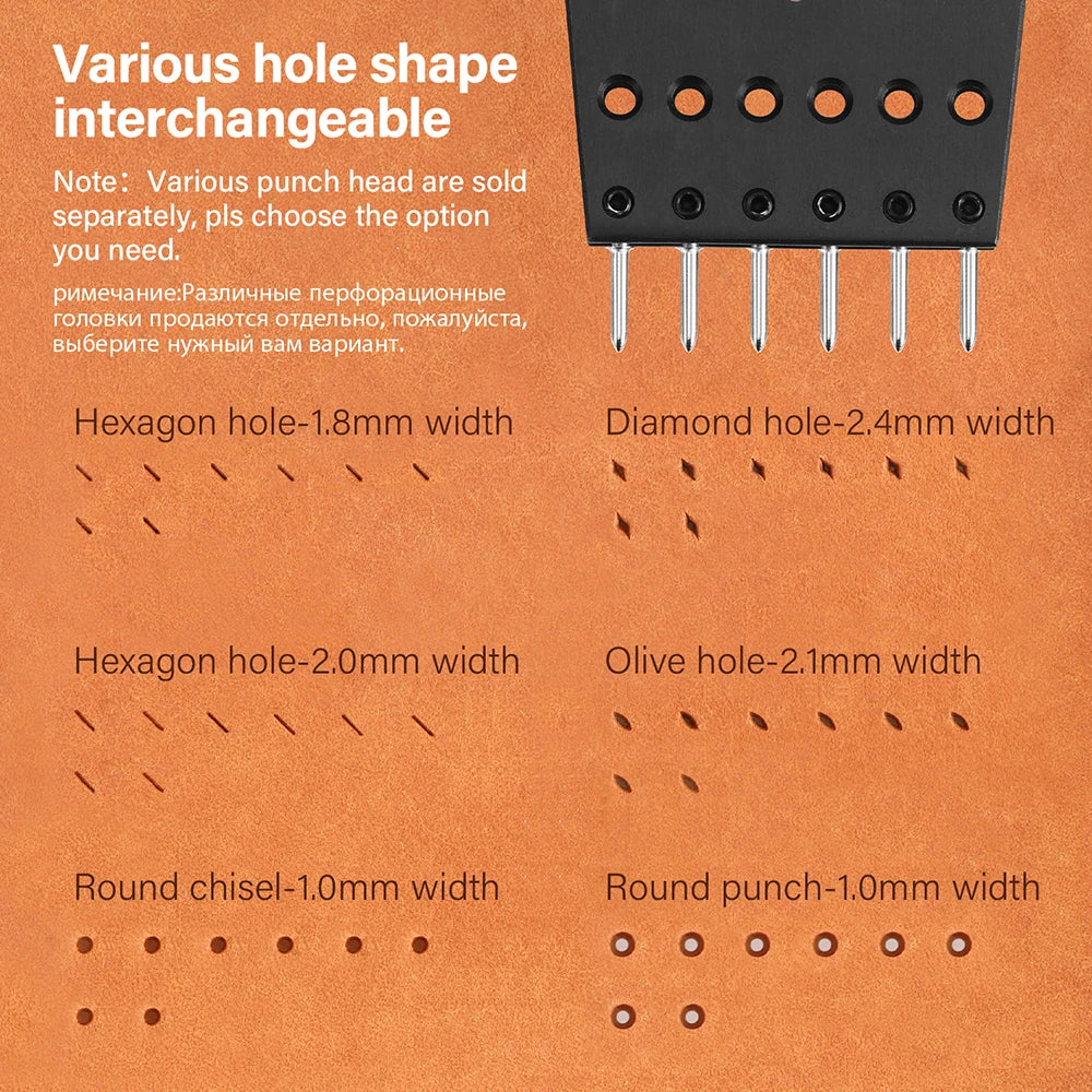 WUTA 3G Leather Punches Head Pricking Iron Removable Diamond Olive Round Hole French Style