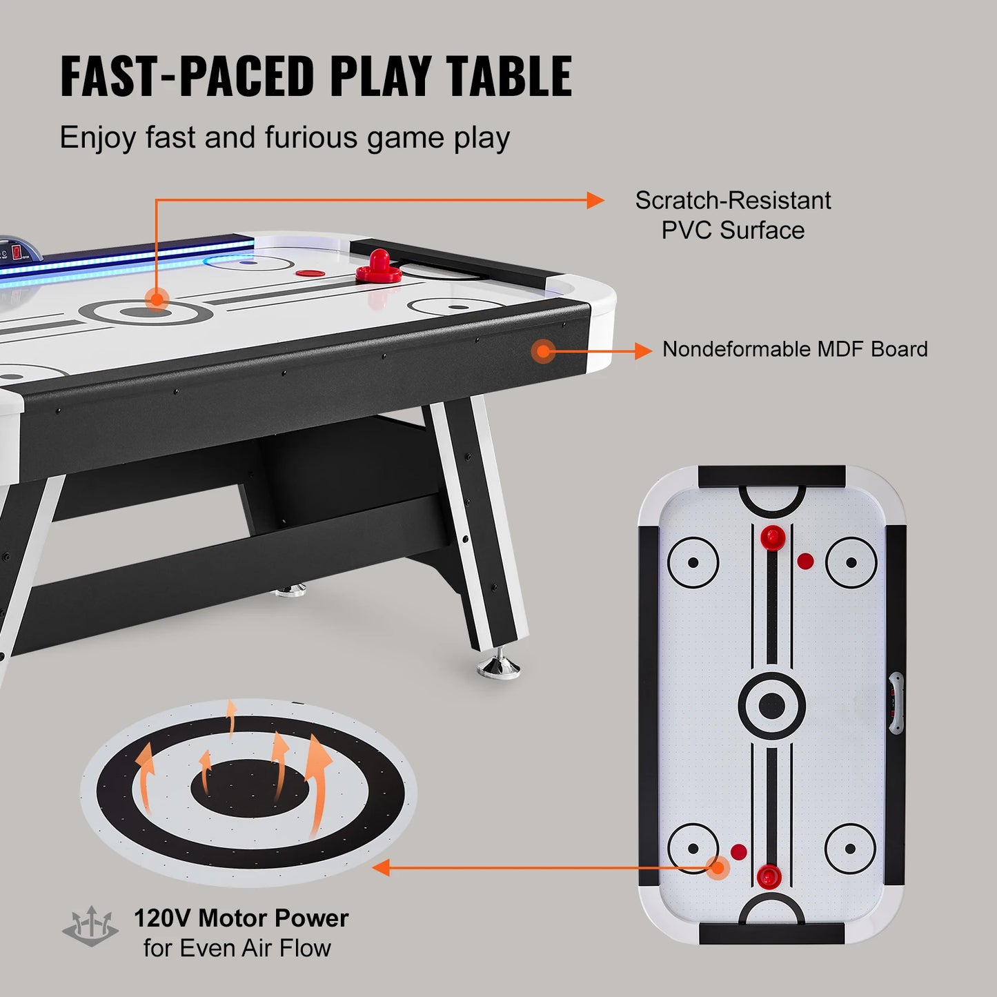 VEVOR Air Hockey Game Table LED Hockey Game with  Pucks  Pushers and Electronic Score System