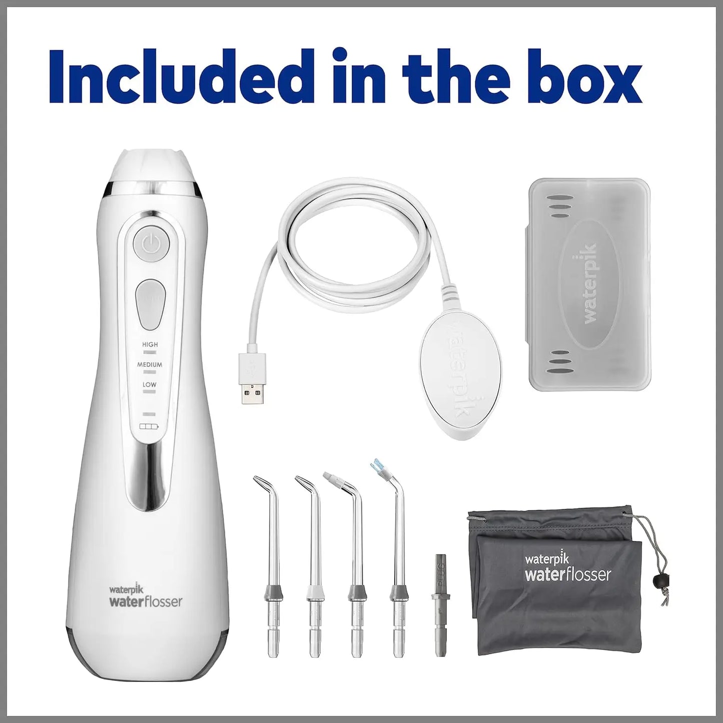 WaterPik Cordless Advanced Water Flosser, Dental Care W/Bag & 4 Tips, Rechargeable ADA Approved