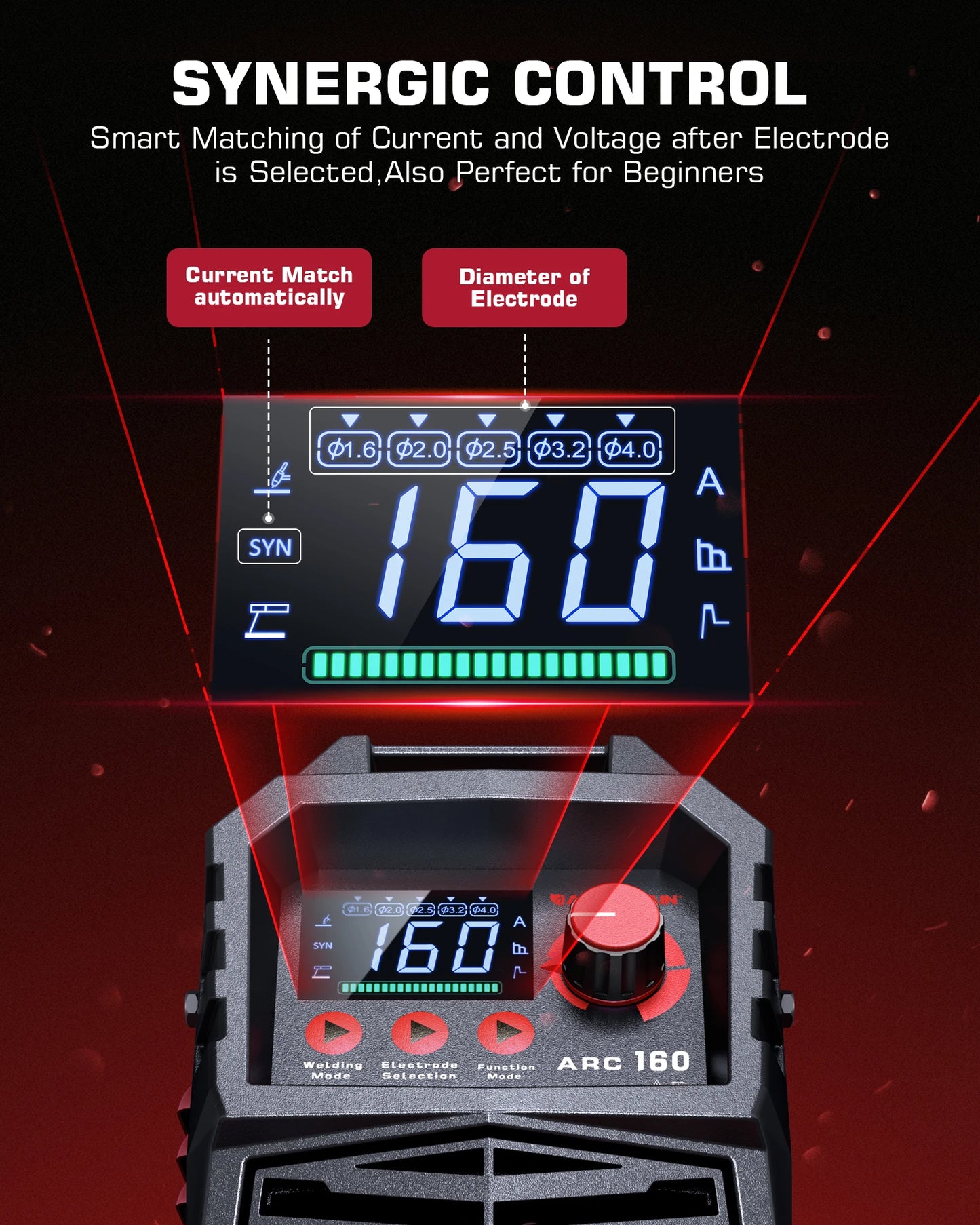 ARCCAPTAIN 160 Amp ARC Welder DC Inverter Dual 110V 220V IGBT MMA Stick Lift TIG Portable Synergy