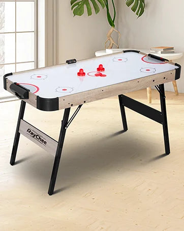 58in Folding Air Hockey Table, LED Hockey Game, Hockey Table Gaming Set w/2 Pucks, 2 Pushers