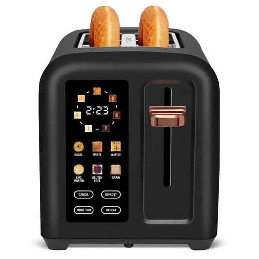 Toaster 2 Slice, Stainless Toaster LCD Display & Touch Button, 50% Faster Speed, 1.4'' Wide Slots