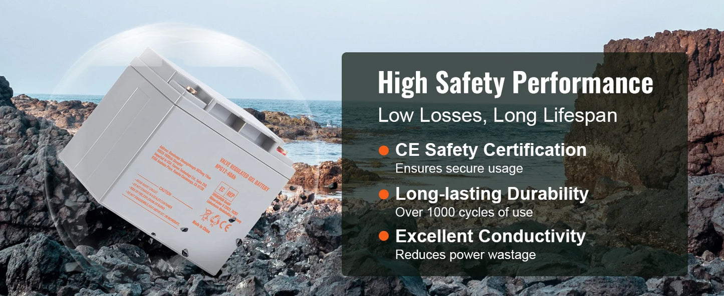 SucceBuy Deep Cycle Battery 12V40/100/200 AH AGM Marine Rechargeable Self-Discharge 400A/800A/1400A