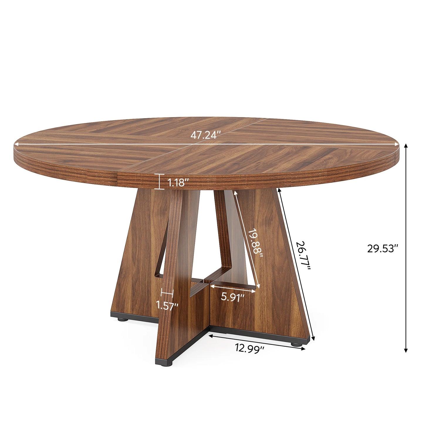 Tribesigns Round Dining Table for 4, 47 Inch Farmhouse Small Dinner Table Kitchen for Dining Room