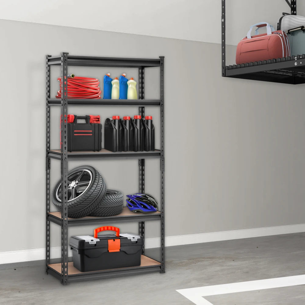 Heavy Duty 5-Tier Adjustable Metal Storage Shelving 2000 lbs, 30"x12"x60" Black Rack