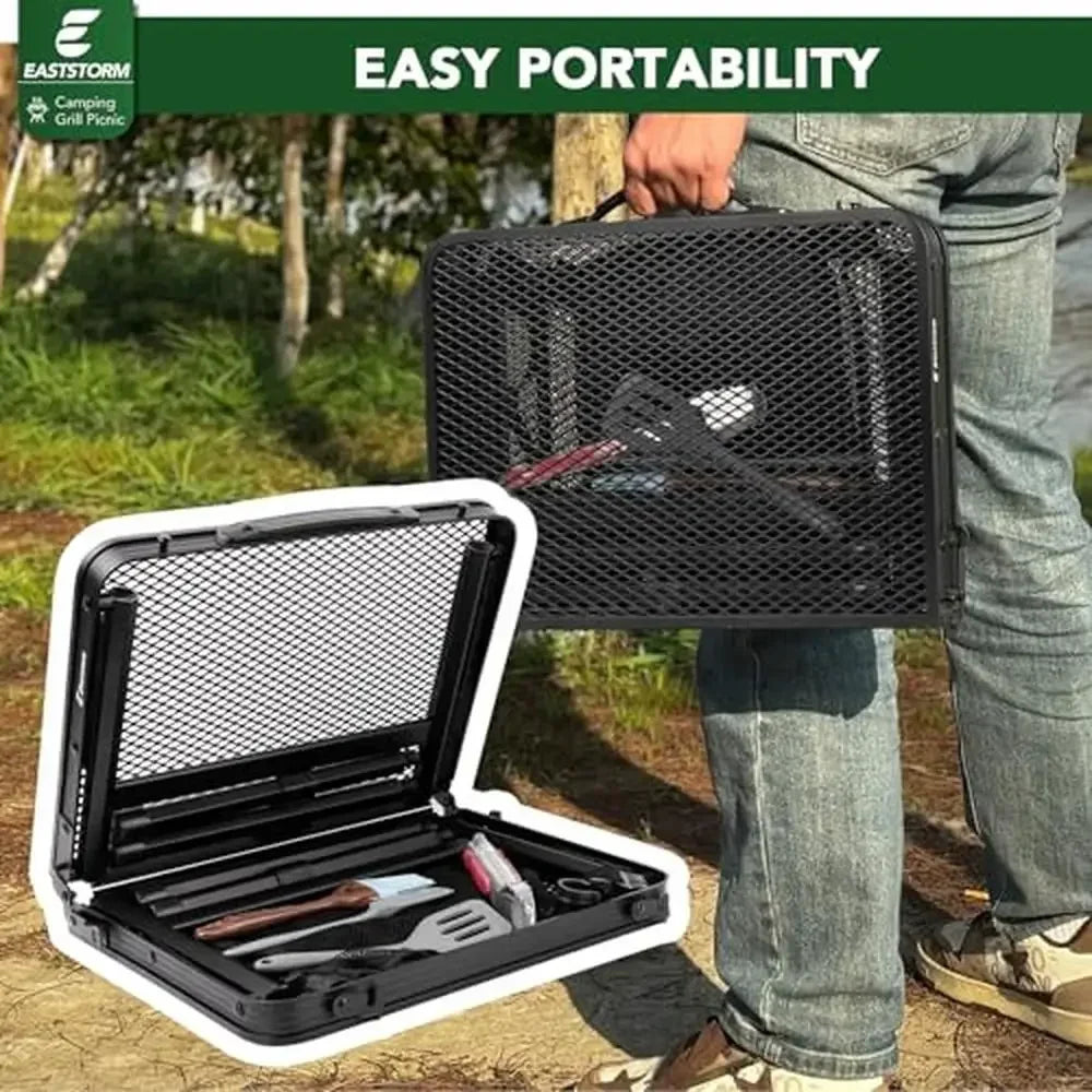 Portable Table W/Mesh Bag Lightweight Sturdy Foldable Adjustable Heights/30kg