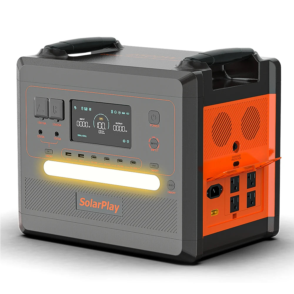 SOLARPLAY Portable Power Station 2500W/2300Wh Solar Generator with 4 AC Outlets (4800W Peak)