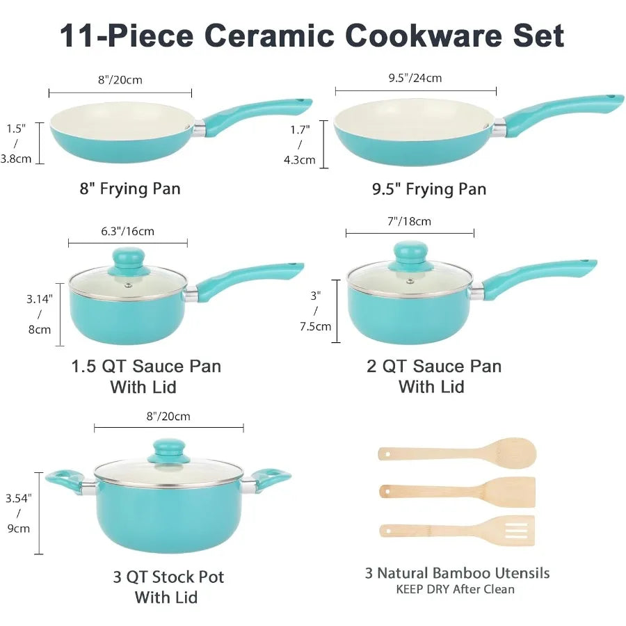 Pots and Pans Set Nonstick 11pcs Kitchen Cookware Sets Induction Cookware Ceramic