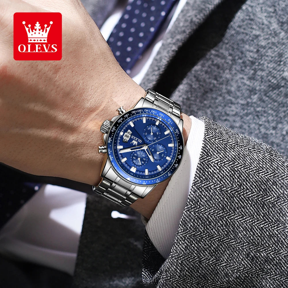 OLEVS Men's Watches Chronograph Stainless Steel Waterproof Business Wristwatch Men (Exclusive Design)