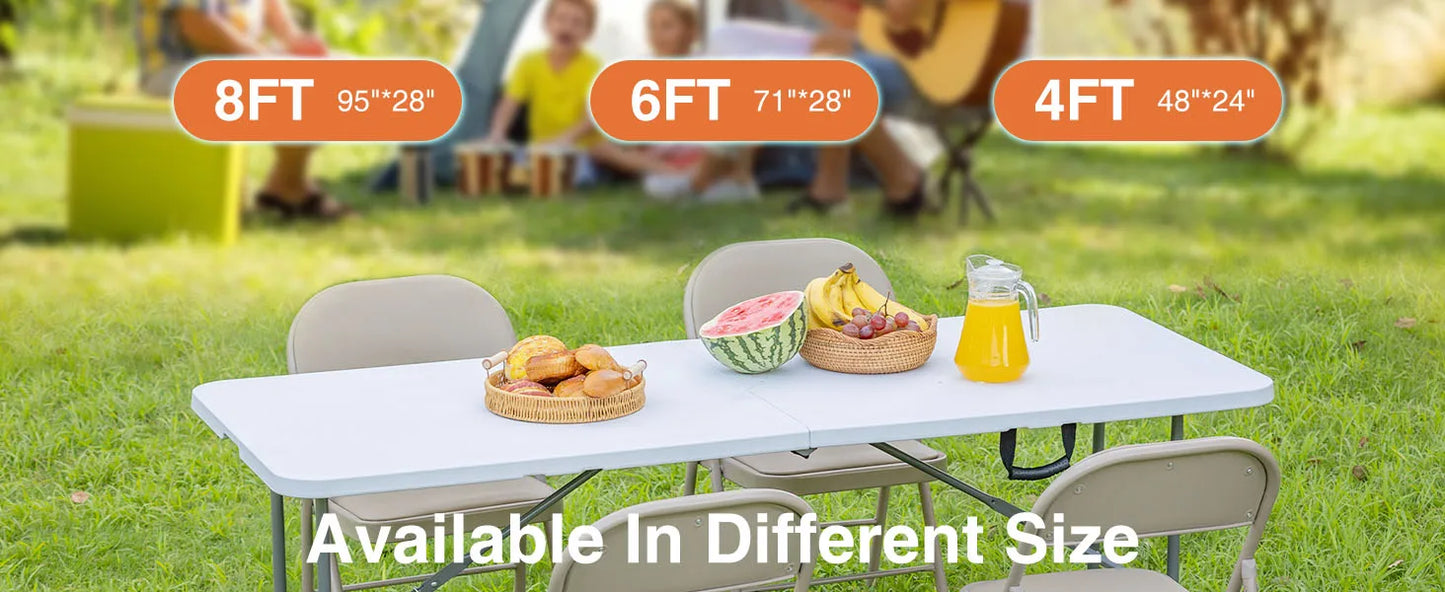 JHK 4/6/8 FT Portable Folding Outdoor Indoor Table Heavy Duty Foldable/ Safety Lock