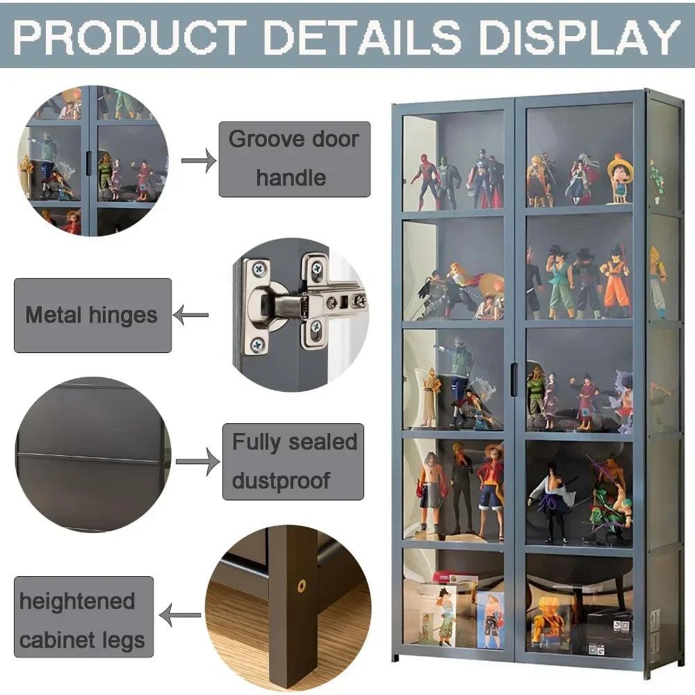 Glass Display Cabinet w/Acrylic Glass Door, Collectibles Toy Organizers Rack & Display Shelf