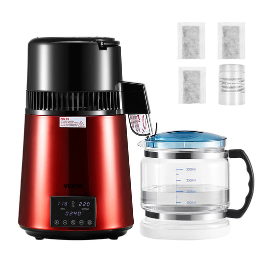 SucceBuy Water Distiller 4L 1.1 Gallon Pure Water Purifier Filter Drinking Machine with Glass Pot