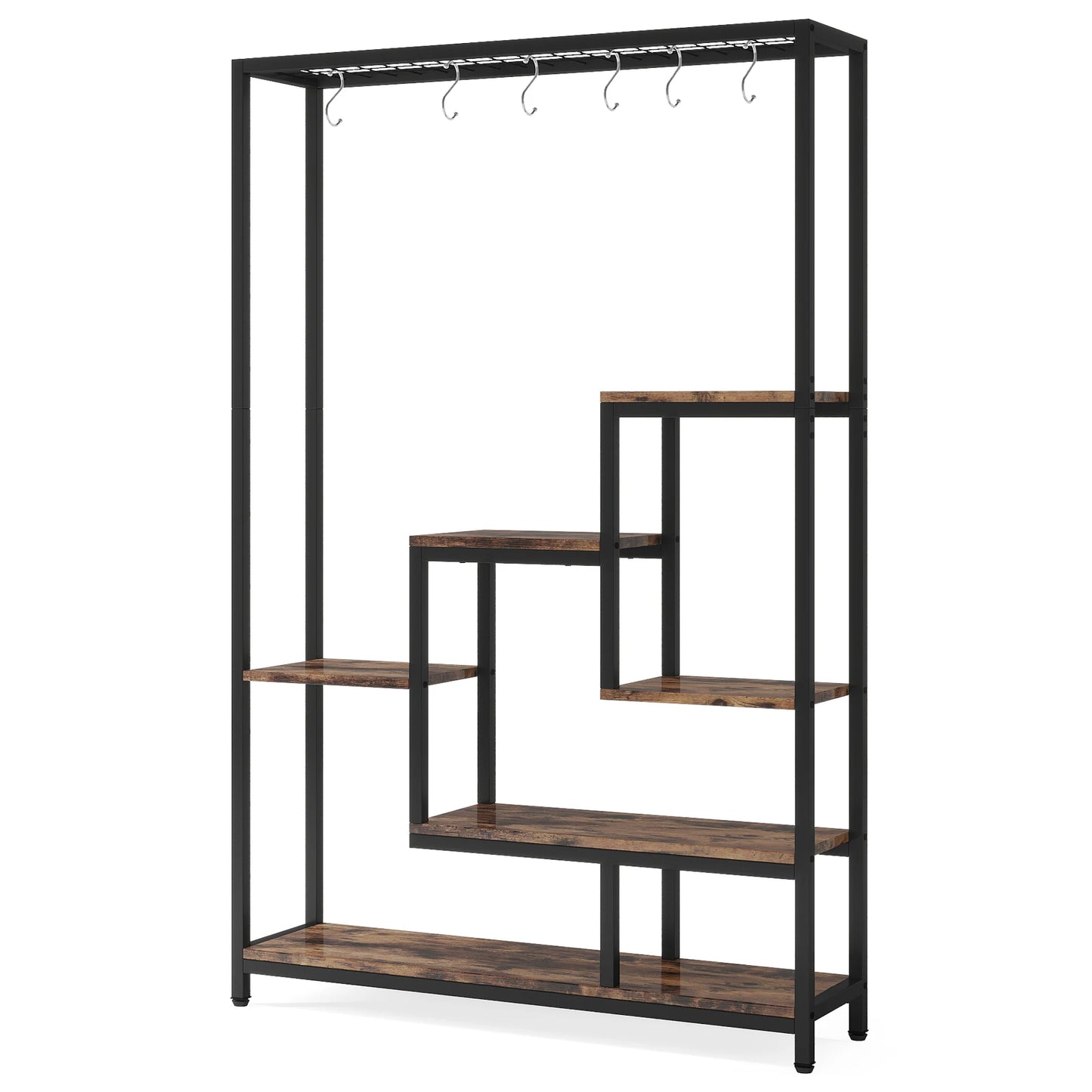 Tribesigns 5 Tiers Tall Indoor Plant Stand 70.9" Large Metal Plant Shelf+10 PC S Hanging Hooks