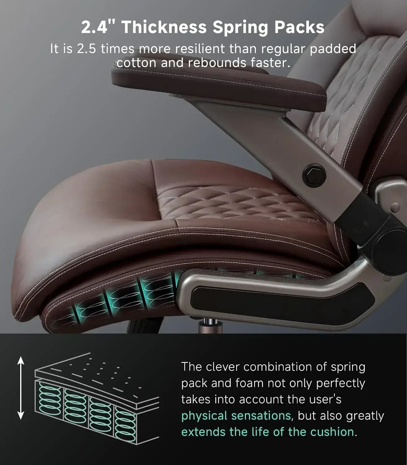 Big and Tall Office Chair, Executive , Adjustable Lumbar Support 3'' Double Space Wheel, Heavy Duty