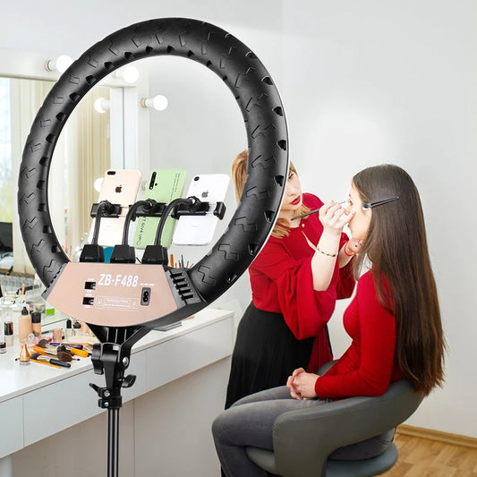 22" LED Light Rings 3200-6500K Color Temperature 0-100% Brightness W/2M Power Lamp For Makeup/Photo