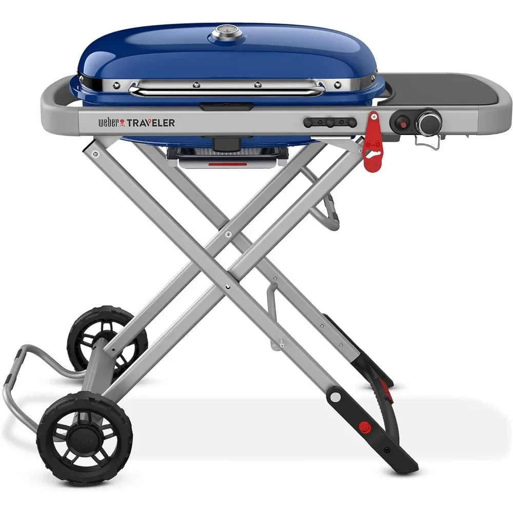 WEBER Traveler Portable Gas Grill, Blue Gas Barbecue Grill