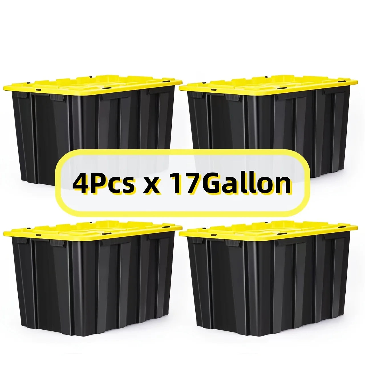 4pcs 17 Gallon Plastic Storage Bin Tote Organizing Container with Ultra Durable Secure Latching Lids
