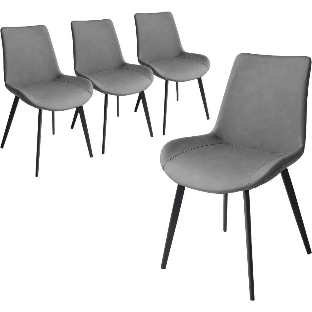 Dining Chairs Set of 4, Upholstered Dining Chairs in Faux Leather Seat and Sturdy Metal Legs