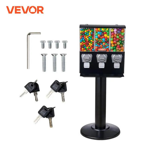 VEVOR Commercial Vending Machine Triple Compartment Candy Dispenser Gumball Bank and Candy Machine