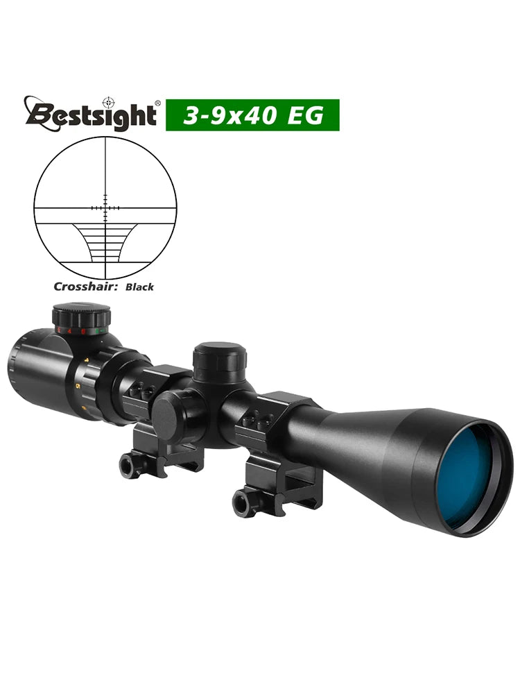 Riflescope 3-9x40Rifle Sniper Scope Red/Green Illuminated Optical/Mounts Mil Dot Fit Free Crosshair