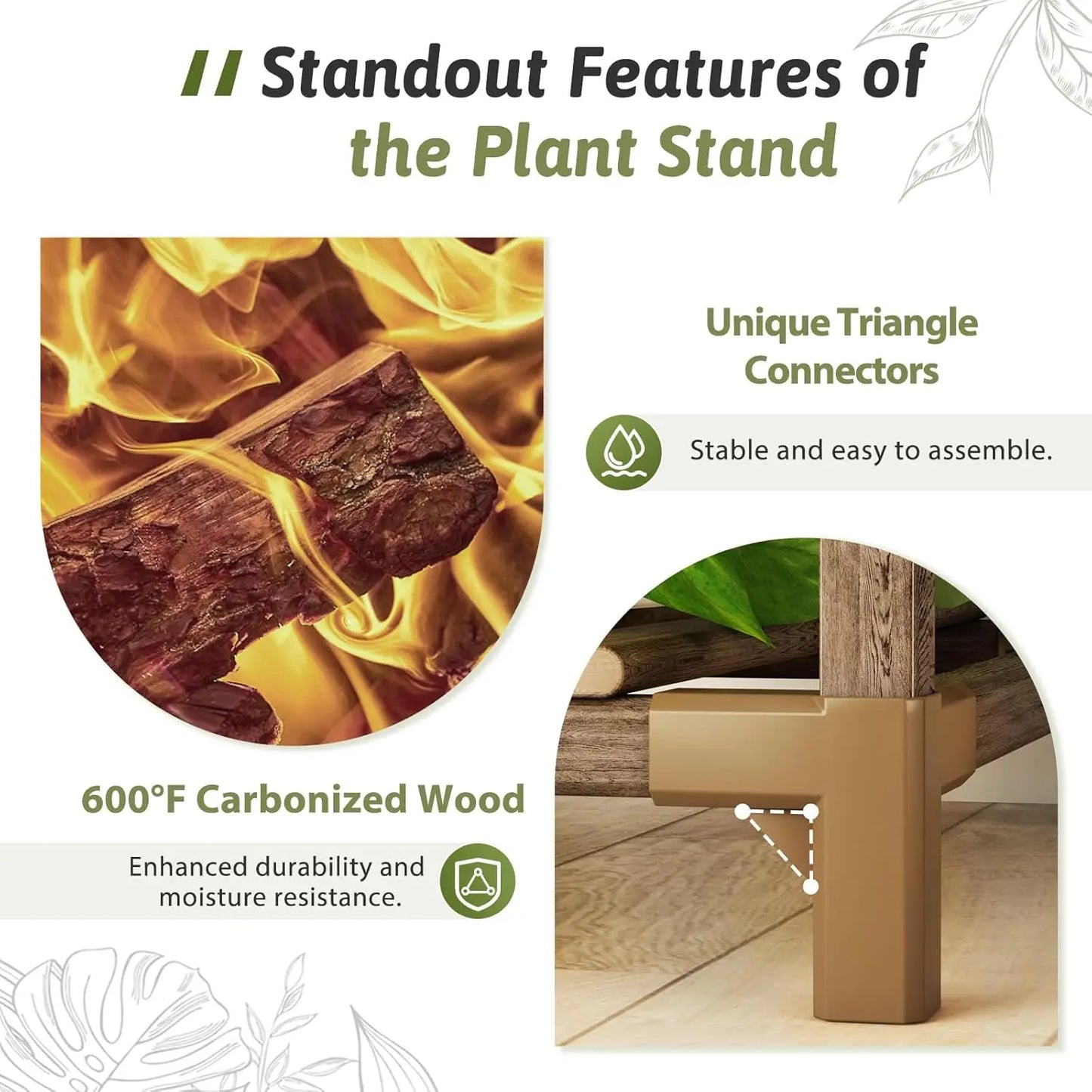 62.2" Tall Wood Plant Stand Indoor Outdoor Tiered Shelf for Multiple Pots Living Room Garden Balcony