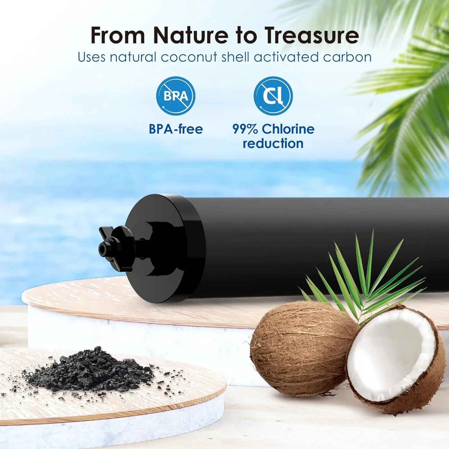 Replacement 2 each BB9-2 Activated Carbon Filter Compatible w/ Black Berkey Gravity Water System