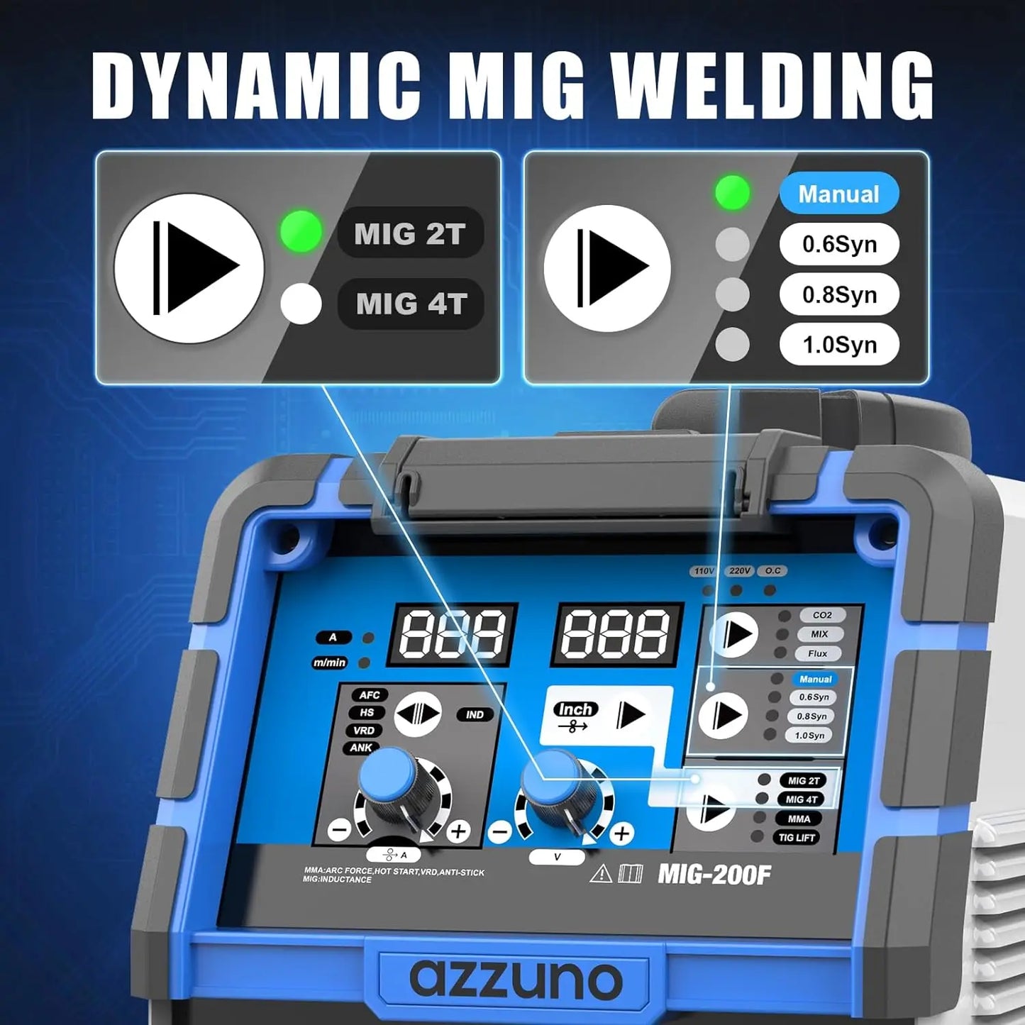 200A MIG Welder,110V/220V Dual Voltage/Gas Gasless/MIG Welding 4 in 1 Flux MIG/Solid Wire/Lift