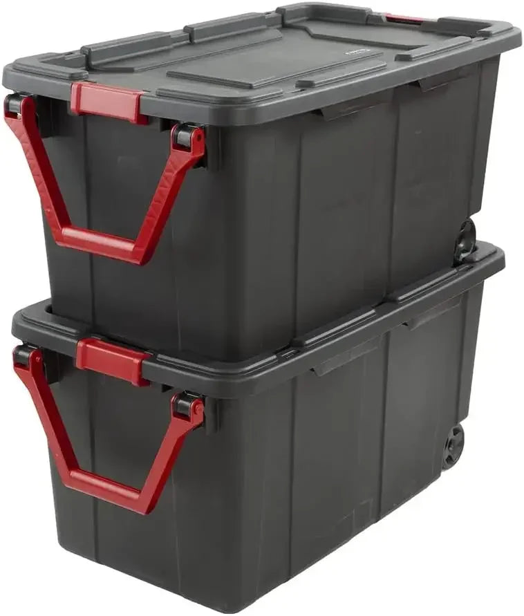 40 Gallon Lidded Home Storage Bins, Durable Stackable Industrial Storage Containers Tote