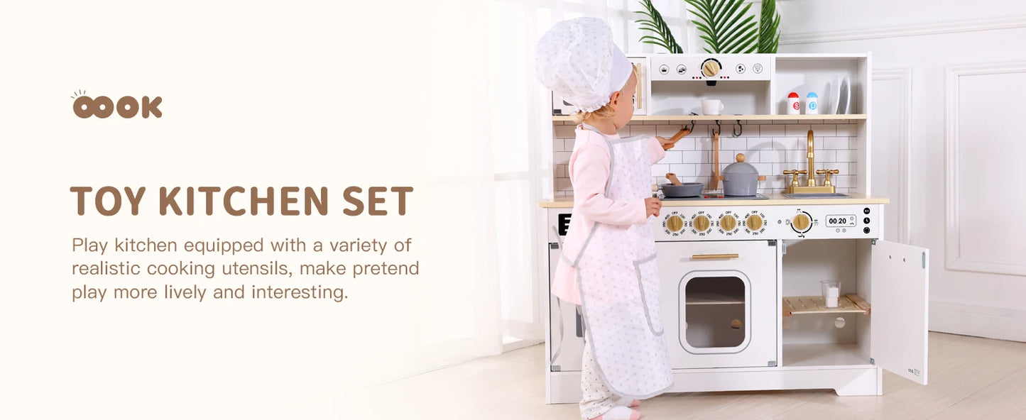 Kids Play Kitchen Set/Plenty of Features, Sink, Oven,Stove,Coffee Maker, Ice Maker and Microwave