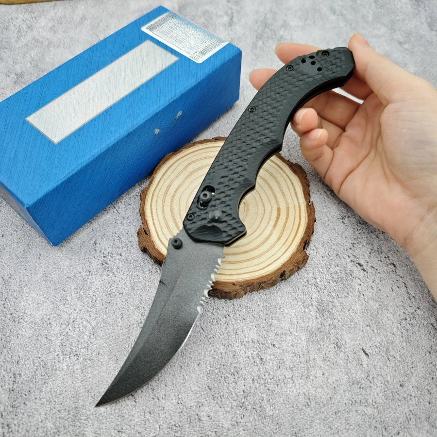 Curved-edge Folding Knife BM865 with D2 Blade and G10 Handle. A Man's Toy