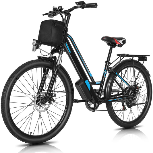 26" Electric Bicycle Adult/ 500W Motor, Removable 48V Lithium 20MPH, Up to 50 Miles, Cruise Control