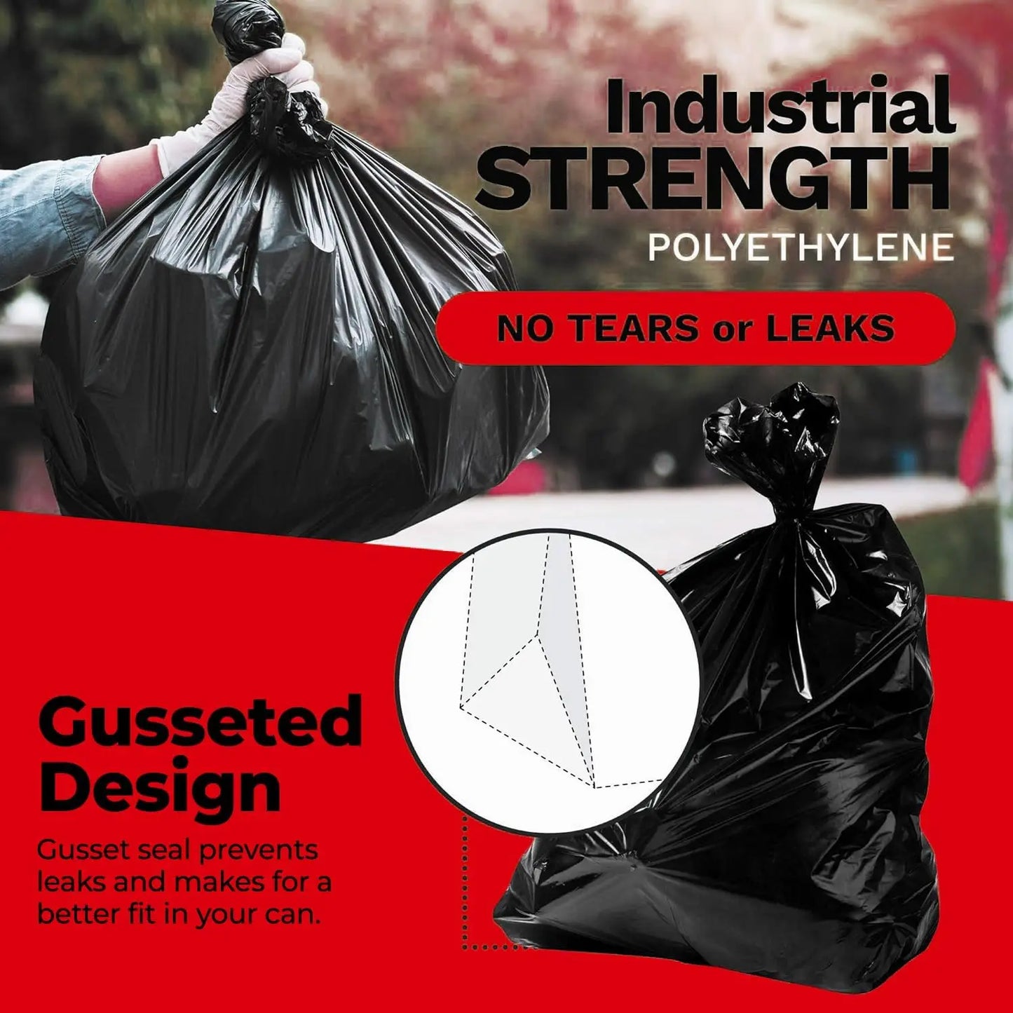 55 Gallon Trash Bags, 3 Mil Contractor Bags, Large 55-60 Gallon Trash Can Liners,