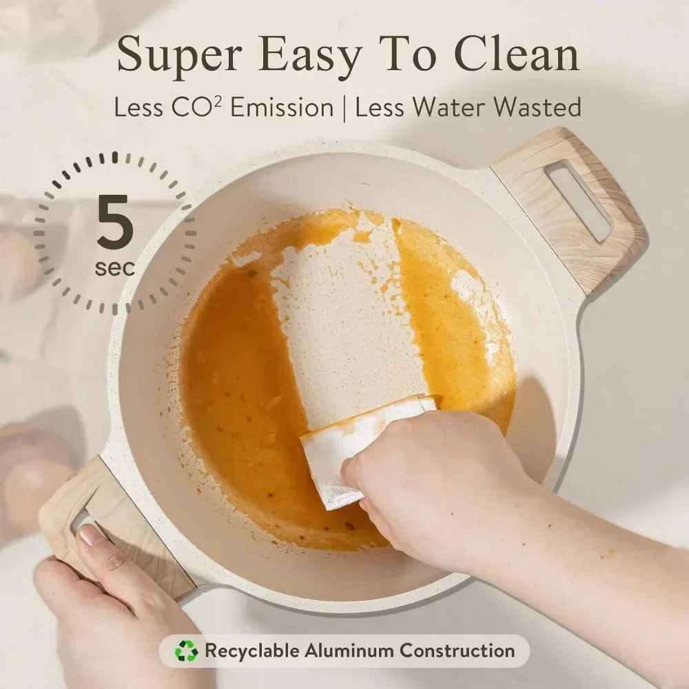 CAROTE 21Pcs Pots and Pans Set, Nonstick Cookware Sets, White Granite Induction Cookware