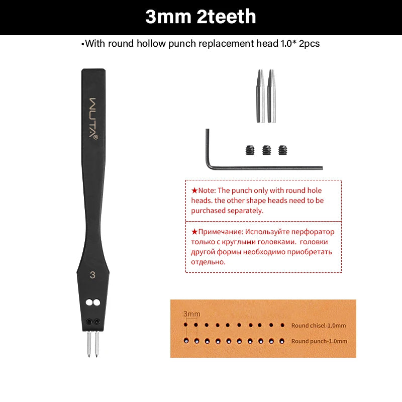 WUTA 3G Leather Punches Head Pricking Iron Removable Diamond Olive Round Hole French Style