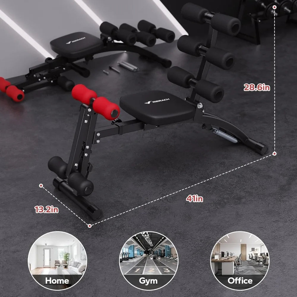 MERACH Multi-Functional Ab Trainer Adjustable Home Gym Workout Bench for Core Strength Training