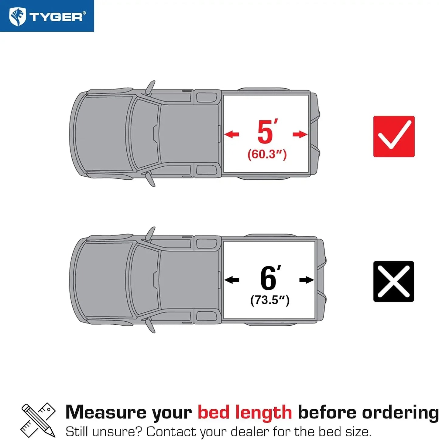 T3 Soft Tri-fold Truck Bed Tonneau Cover Compatible with 2005-2015 Toyota Tacoma  5' (60") Bed  TG-BC3T1030