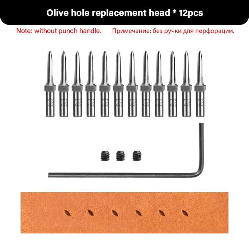 WUTA 3G Leather Punches Head Pricking Iron Removable Diamond Olive Round Hole French Style